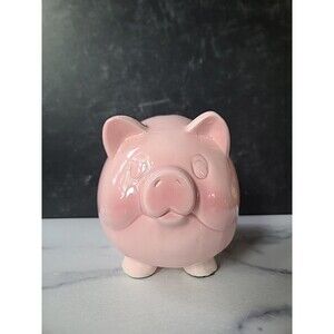 Vintage Pink Ceramic Piggy Bank, READ Description